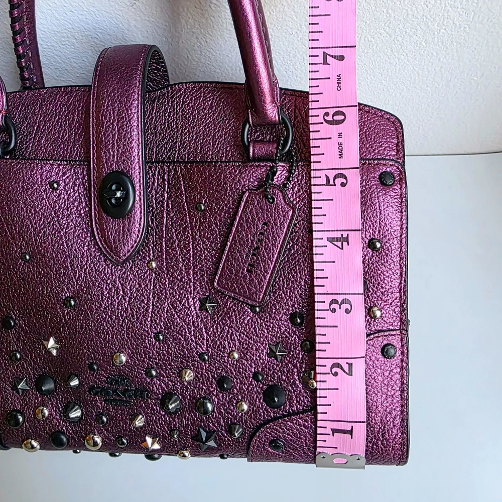 Coach Mercer 24 Star Rivets Metallic Purple